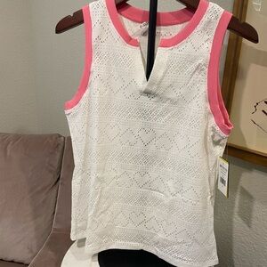 EleVen by Venus Williams Pink and White Tank Top